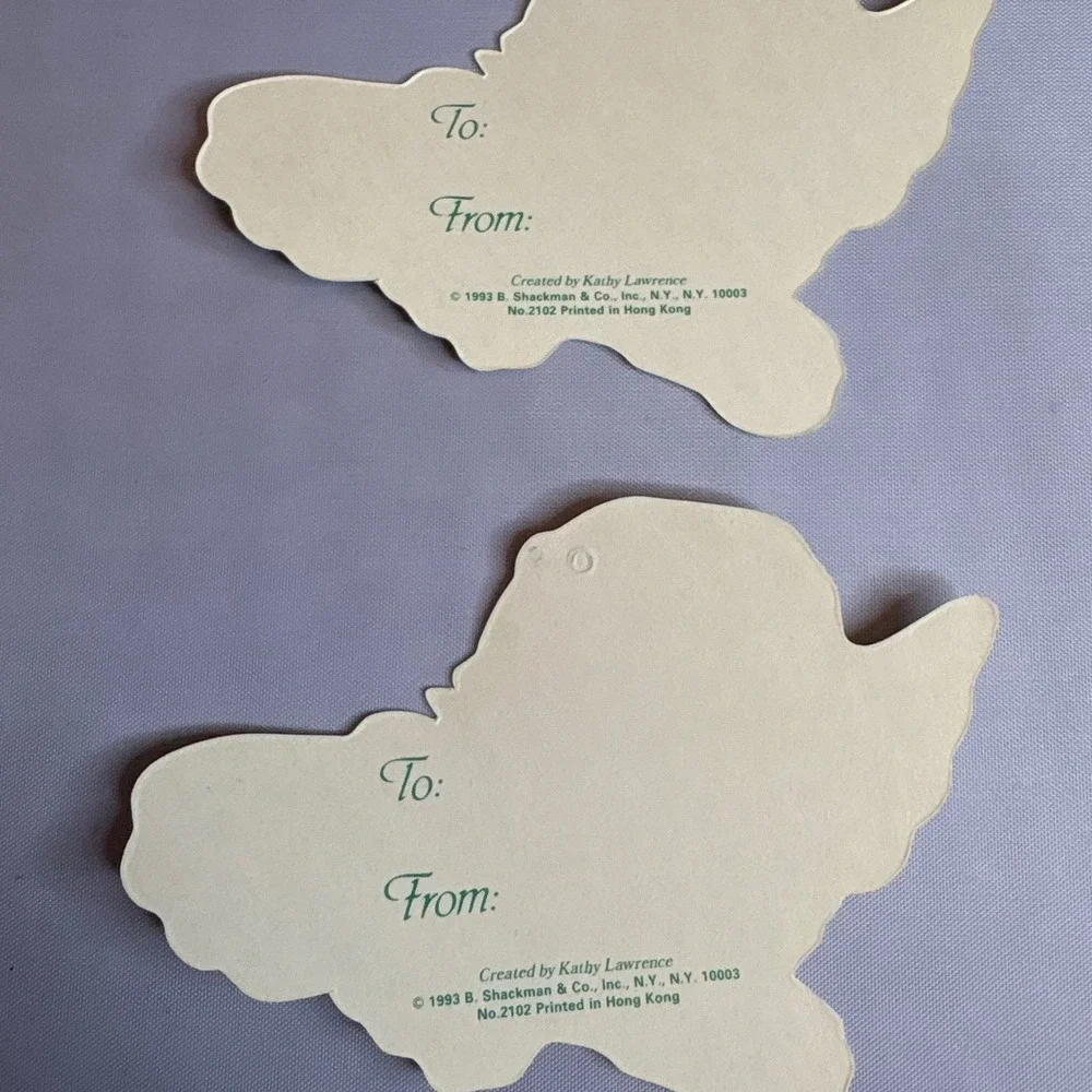 Vintage 1983 B Shackman Kathy Lawrence 12 Angel Gift Tags Cards with Gold Tassel